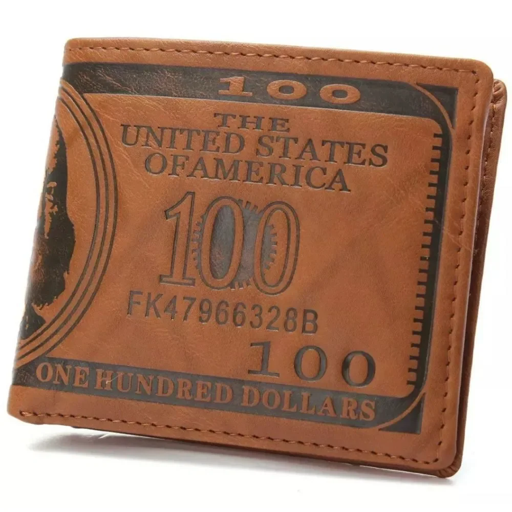 Men $100 Dollar Slim PU Leather Wallets Bifold ID Card Holder Money Handbag